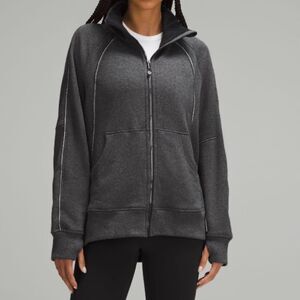 Lululemon Scuba Oversized Funnel Neck Full Zip Long PLUSH Heathered Black XL/XXL